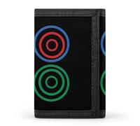 Two Circle Wheel Dot Er Tong Tile Fashion Trifold Wallets with Key Ring Lightweight Front Pocket Tri-Fold Wallet