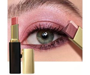 Two Color Eyeshadow & Highlighter Duo, 2 in 1 Cream Eyeshadow Stick with Smooth Blendable Formula, Effortless One-Swipe Application, Multi-Purpose Eye Makeup for Daily and Travel Use (A)