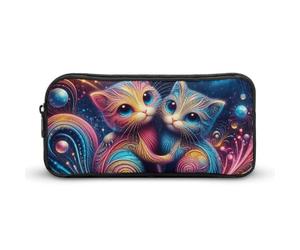 Two Colored Cats Pencil Case - Large Aesthetic Makeup Bag Multi-Purpose Pencil Pouch Cute Cosmetic Bag with Zipper Closure for Office, Home, Study & Travel