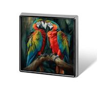 Two Colored Parrots Brooch Pins Lapel Pins for Men Women Badge Button Cover Decorative Jewelry Charms for Hats Bags Backpacks Suits Shirts Scarves Clothing Accessories Banquet Wedding Gift