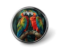 Two Colored Parrots Brooch Pins Lapel Pins for Men Women Badge Button Cover Decorative Jewelry Charms for Hats Bags Backpacks Suits Shirts Scarves Clothing Accessories Banquet Wedding Gift