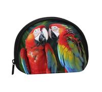 Two Colored Parrots Coin Purse with Zipper Mini Coin Pouch Small Change Wallet for Men Women Coin Bag Personalized Credit Card Bags Everything Storage Pouch for Headset ID Key Lipstick