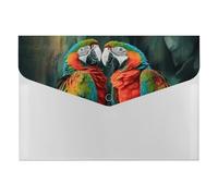 Two Colored Parrots File Folder, Plastic Accordion File Folders with 6 Pockets, Expanding File Organizer with Snap Closure, Portable Document Paper Organizer, Office Supplies Filing Folders