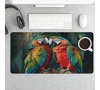 Two Colored Parrots Gaming Mouse Pad 12x24 Inch Desk Pad Protector Waterproof Non-Slip Rubber Base Keyboard Mat Extra Large Desktop Mat for Office Home Computer Laptop Table Accessory
