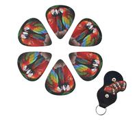 Two Colored Parrots Print Guitar Picks 6 Pack Guitar Plectrums with Pick Holders Bass Picks For Acoustic Guitar Bass Electric Ukulele Includes 0.46mm, 0.71mm, 0.96mm