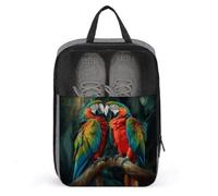 Two Colored Parrots Shoe Bag Travel Shoe Organizer Water-Resistant Shoe Pouch with Zipper Sneaker Dust Bag, gray, One Size, Modern
