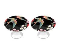 Two Colorful Flying Birds Cabinet Knobs, 2-Pack Silver Stainless Steel Drawer Pulls with Screws, Elegant Hardware for Dressers, Kitchen,Cabinets & Desks