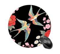 Two Colorful Flying Birds Mouse Pad Round Laptop Mouse Mat Cute Computer Mousepad Keyboard Pad Non-Slip Desk Pads for Gaming Office Work Home
