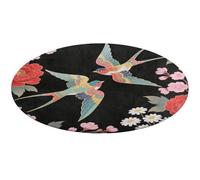 Two Colorful Flying Birds Round Area Rug Non Slip Backing Doormat Water Absorbent Plush Throw Low-Pile Non-Slip Floor Mat Carpet for Living Room Bedroom Entryway Nursery Room 80 * 80cm