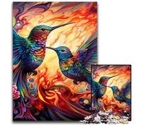 Two Colorful Hummingbirds Adult Jigsaw Puzzles 1000 Pieces Wooden Jigsaw Fun at Home Activities, Birthday Present, Travel Gifts 50x75CM/19.68x29.52inch