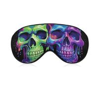 Two Colorful Skulls Sleep Mask Light Block-Out Eye Mask for Side Sleeper Pressure-Free Soft Night Blindfold with Adjustable Strap Breathable Sleep Eye Cover for Travel