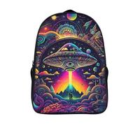 two compartment casual rucksack 3d print visual fashion daypack cool psychedelic ufo firm large capacity bag with pockets-16inch,laptop backpack for camping or work