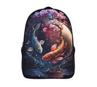 two compartment casual rucksack 3d print yin and yang daypacks funny cool fish art firm large capacit bag with side mesh pouch-16inch,travel backpack unisex
