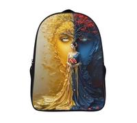two compartment casual rucksack 3d printed yin-yang art fashion daypack cool face sturdy large capacity bag with pockets-16inch,for adults teens school backpack