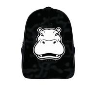 Two Compartment Casual Rucksack 3D Printing Animal Casual Daypack Funny Cool Hippopotamus Sturdy Fashion School Bag with Pockets-16inch,for Adults Teens Casual Backpack