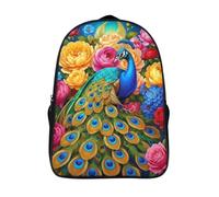 two compartment casual rucksack 3d printing in the flower bushes casual daypack funny cool peacock sturdy sports bag with big pockets-16inch,for camping or work school backpack