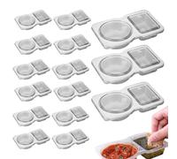 Two Compartment Condiment Cups, 15 pieces Seasoning Box Sauce Containers with Lids, Hinged Lid Clear Portion Cups, for Side Dishes, Travel Snack, Salad Dressings, Sauce