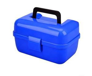 Two Compartment Fishing Tackle Box Designed for For MINI Lures with Detachable Upper Layer, 6 Precision Slots, Wide Opening, PP Plastic Build (Blue)