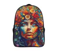 two compartment large capacity bag 3d print flowers travel daypack funny cool women's face travel backpack adjustable padded shoulder strap-16inch,comfortable travel rucksack for teenagers and adult