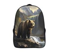 two compartment sports bag 3d printed animal casual daypack funny cool wild bear standing laptop backpack with pockets-16,comfortable travel rucksack for camping or work
