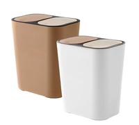 Two Compartment Trash Can - 18L Recycling Bin Combo, Push Button Lids | Kitchen Waste Container Garbage Bin Home Dining Room Bedroom Bathroom Living Room Laundry Garage Disposal Can