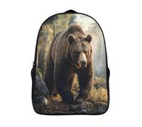 two compartment travel rucksack 3d print animal laptop daypack cool wild bear forest sturdy large capacit bag with side mesh pouch-16,for camping or work laptop backpack