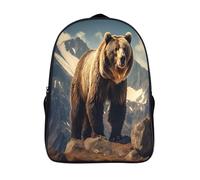 two compartment travel rucksack 3d print animal laptop daypack cool wild bear standing sturdy ergonomics bag with side mesh pouch-16,hiking outdoor activities travel backpack