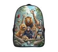 two compartment travel rucksack 3d print animal paradise daypacks funny cool wild animals sturdy fashion school bag with side mesh pouch-16inch,for girls boys casual backpack