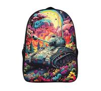 two compartment travel rucksack 3d prints tank fashion daypack funny cool psychedelic art firm cute cartoon bag adjustable padded shoulder strap-16inch,laptop backpack outing school traveling work