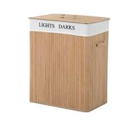 Two-Compartment Wooden Laundry Basket