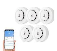 Two Connection Smoke Detector Temperature Humidity Measurement Device 80dB Sound Alarm Remote Push Alert Function(1pc)
