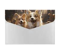 Two Corgis File Folder 6-Pocket, Waterproof Accordion File Organizer with Snap Closure, Expanding Document Holder for Office, Home