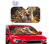 Two Corgis Windshield Sun Shade for Car Personalized Window Sunshades Foldable Sun Heat Uv Rays Visor Protector to Keep Your Vehicle Cool for Universal Cars SUV Truck 51x27.5 Inch