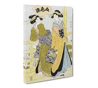 Two Coutesans On A Balcony By Kikukawa Eizan Asian Japanese Canvas Wall Art Print Ready to Hang, Framed Picture for Living Room Bedroom Home Office Décor, 24x16 Inch (60x40 cm)