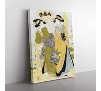 Two Coutesans On A Balcony By Kikukawa Eizan Asian Japanese Canvas Wall Art Print Ready to Hang, Framed Picture for Living Room Bedroom Home Office Décor, 76x50 cm (30x20 Inch)