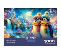 Two Cozy Penguins in A Magical Land 1000Pc Jigsaw Puzzle Cute Penguin Family Entertainment, Adults & Kids 38x26cm/1000pcs