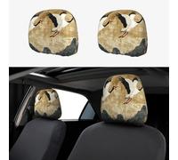 Two Cranes Are Flying Head Rest Cover Car Accessories, 2 Pcs Car Seat Headrest Cover, Washable Headrest Protector Universal Fit To All Car Suvs Truck Van Vehicles Auto