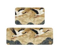 Two Cranes Are Flying Rug Cushioned Kitchen Rugs Sets Of 2 Comfort Standing Mat For Home Decor Sink,Kitchen Mats For Floor Non Slip Washable ，Laundr 17"X47"+17"X30"