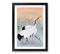 Two Cranes by Ohara Koson Framed Print | A2 Black Framed Wall Art | Ready to Hang | Modern Animal Picture | Living Room Bedroom Lounge Office