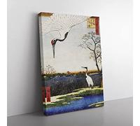 Two Cranes By Utagawa Hiroshige Asian Japanese Canvas Wall Art Print Ready to Hang, Framed Picture for Living Room Bedroom Home Office Décor, 76x50 cm (30x20 Inch)
