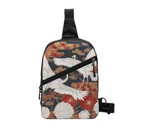 Two Cranes Chrysanthemums 1 Printed Chest Bag Shoulder Sling Bag for Men Women, Foldable Outdoor Crossbody Chest Packs Sport Daypacks