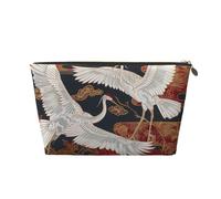 Two Cranes Chrysanthemums 1 Printed Travel Cosmetic Bags with Gold Zipper Makeup Organizer Cosmetic Case Toiletry Bag for Women Mom Girls