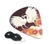 Two Cranes Chrysanthemums Guitar Picks 6-Pack - Pick Set (0.46mm / 0.71mm / 0.96mm) Suitable For Guitar And Ukulele Playing