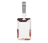 Two Cranes Chrysanthemums ID Badge Holders with Lanyard Vertical Plastic Card Case with Clear Window Waterproof ID Card Protector Work Badge Sleeve for Nurses Teachers Office