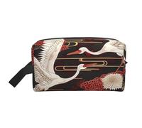 Two Cranes Chrysanthemums Printed Makeup Bag Large Travel Cosmetic Bags Waterproof Cosmetic Case Toiletry Bag Organizer for Women Mom Girls