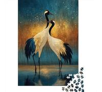 Two Cranes Dancing Under The Starry Sky Puzzle 38x26cm/1000pcs Puzzles, Die Für Erwachsene Und Personen Ab 14 Jahren Geeignet Sind
