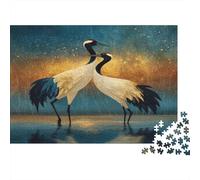 Two Cranes Dancing Under The Starry Sky,Rätsel Für Erwachsene 1000pcs (75x50cm),Herausforderungsspiele