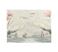 Two Cranes On The Water Wooden Puzzle 500 Piece Jigsaw Puzzle For Adults Challenging Puzzle For Game Size 15"X20.4"