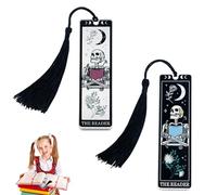 Two Creative Skull Bookmarks with Tassels, Gothic-Style Bookmarks for Men are Suitable for Men,These Women's are Fun Book Accessories and Also Make Great Gifts for Christmas or Halloween