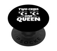 Two Cribs One Queen Twin Mom Mother's Day Funny Mom Gift PopSockets Adhesive PopGrip